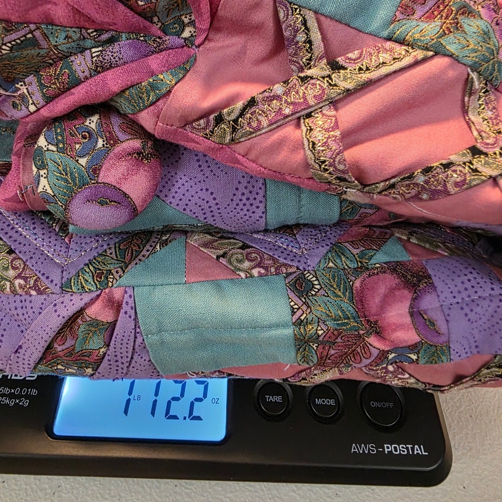 Handmade Quilted Patchwork Jacket Womens XL Pink Purple Teal Wearable Art Boho - Picture 12 of 12
